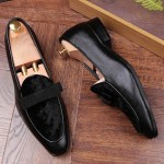 Black Velvet Suede Bow Mens Oxfords Loafers Dress Shoes Flats